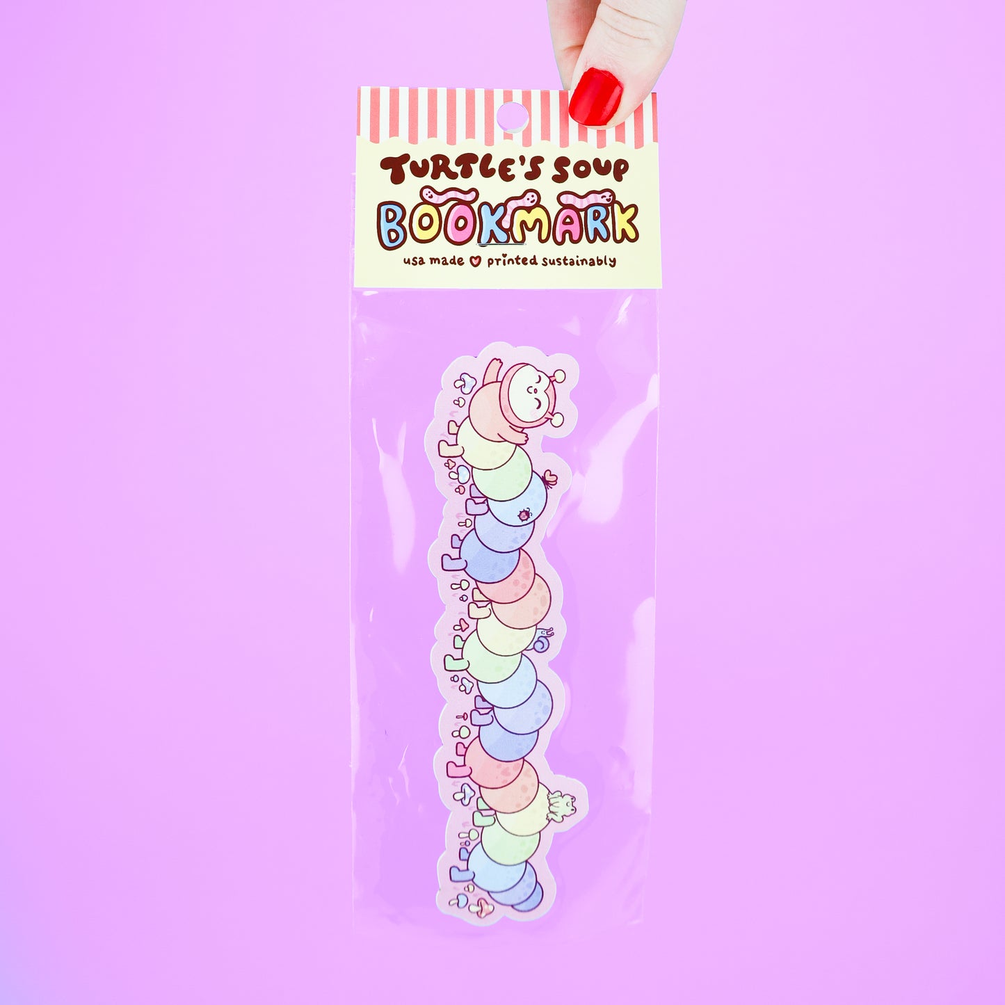Rainbow Caterpillar Long Bookmark