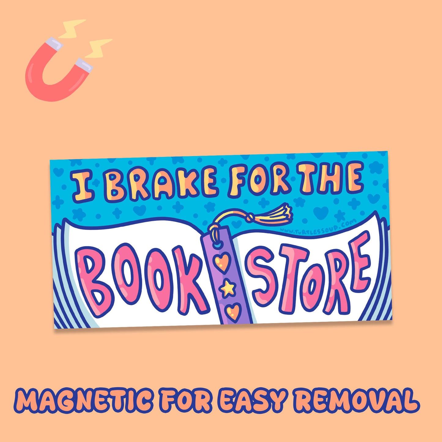 I Brake for the Bookstore Bumper Car Magnet