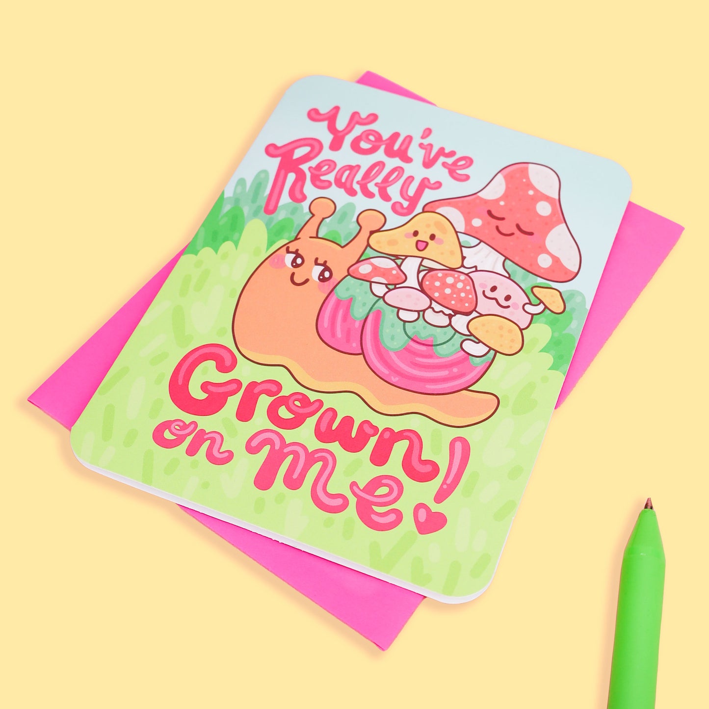 Grown On Me Snail Mushroom Valentines Love Card