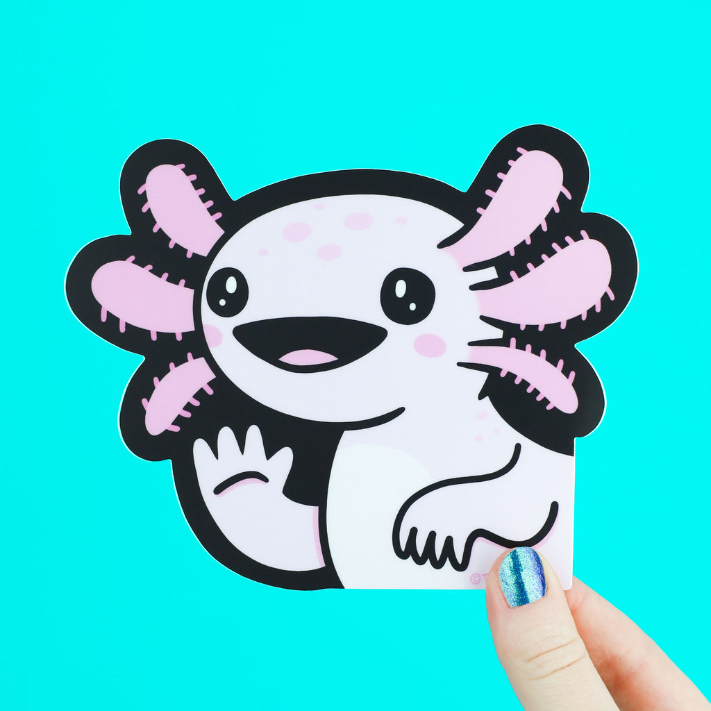 waving axolotl vinyl sticker for your car window