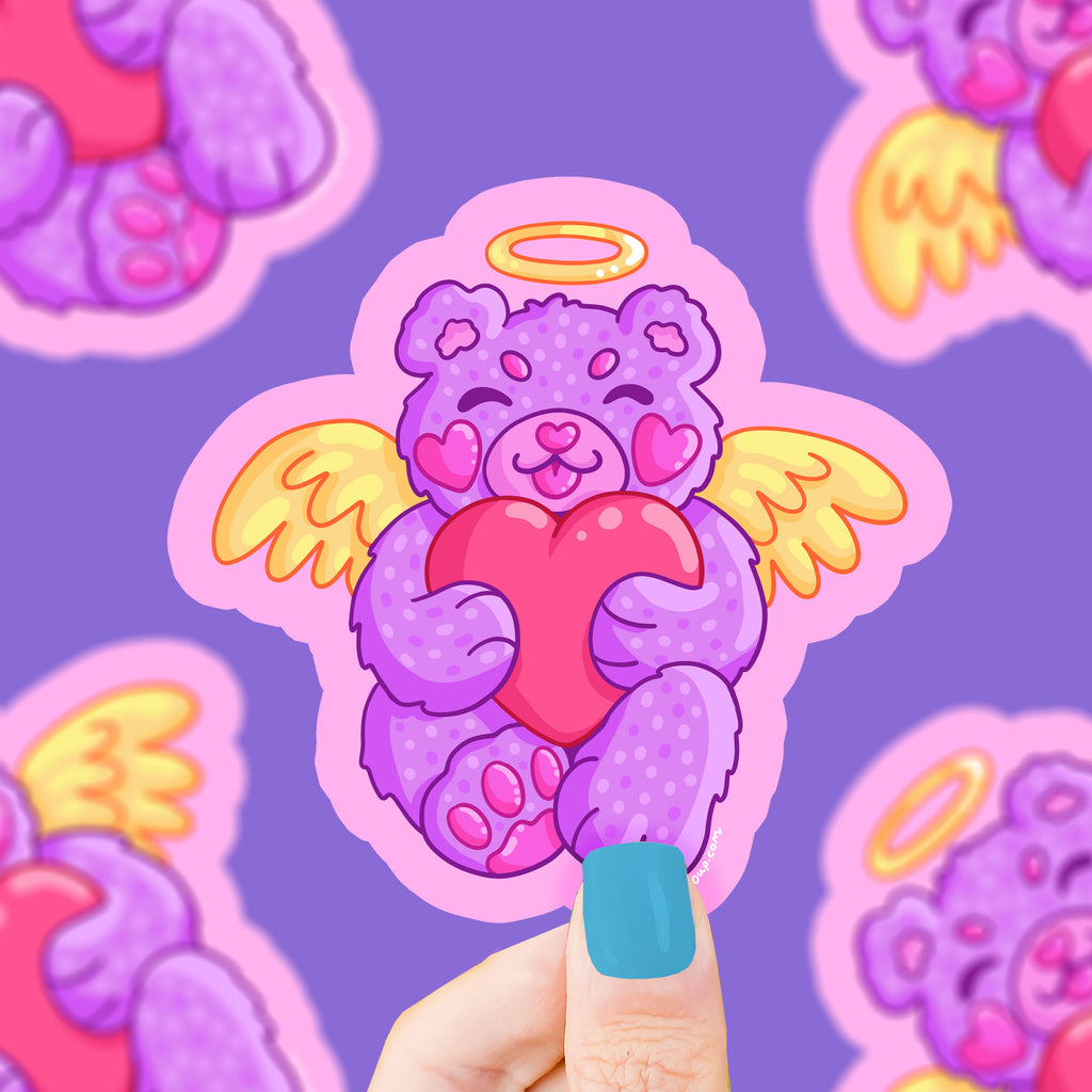 Love Bear Cherub Angel Purple 90s Toy Inspired Vinyl Sticker