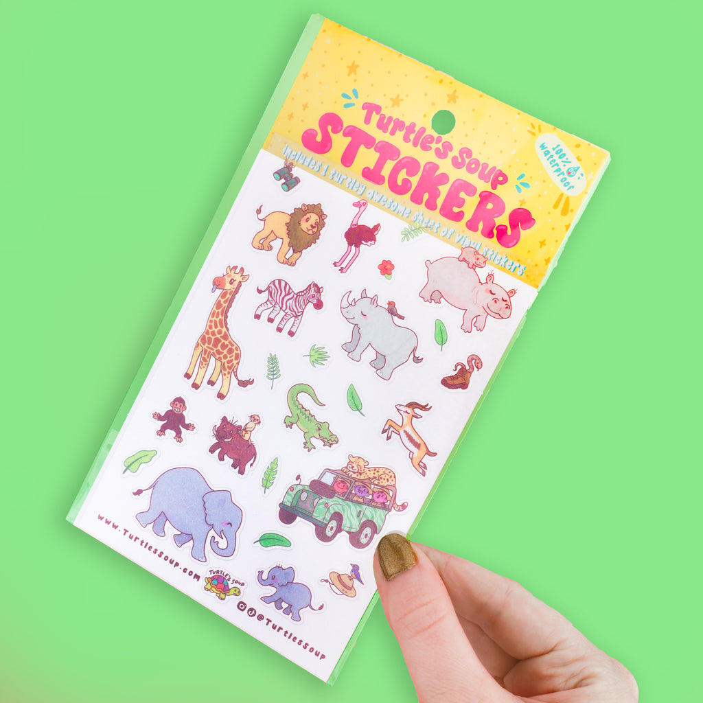  Safari Animals Sticker Sheet, Jungle Animals Sticker Sheet, Cute Safairi Stickers, Planner and Journal Stickers, Waterproof Draft Restock requests: 0 
