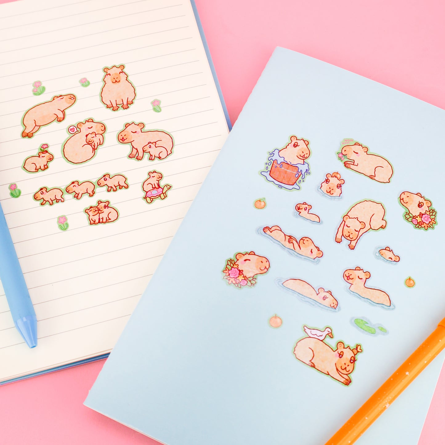 Capybara Sticker Sheet, Cute Capybara Stickers, Animal Sticker Art, Kawaii Stationery, Stickers, Glitter Planner Stickers