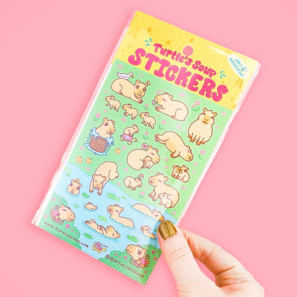 Capybara Sticker Sheet, Cute Capybara Stickers, Animal Sticker Art, Kawaii Stationery, Stickers, Glitter Planner Stickers