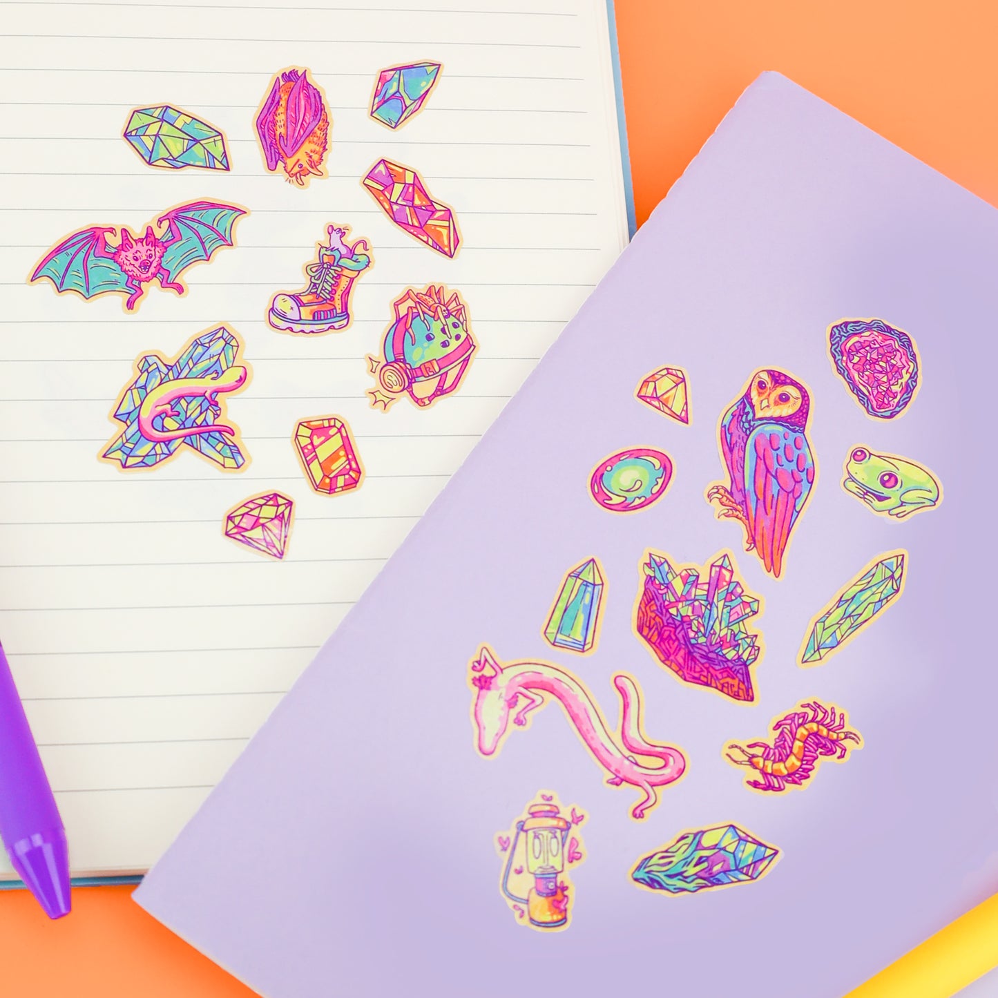 Cave Critters Sticker Sheet, Cave Animals Glitter Stickers, Planner Stickers, Stickers, Planner and Journal Stickers, Waterproof