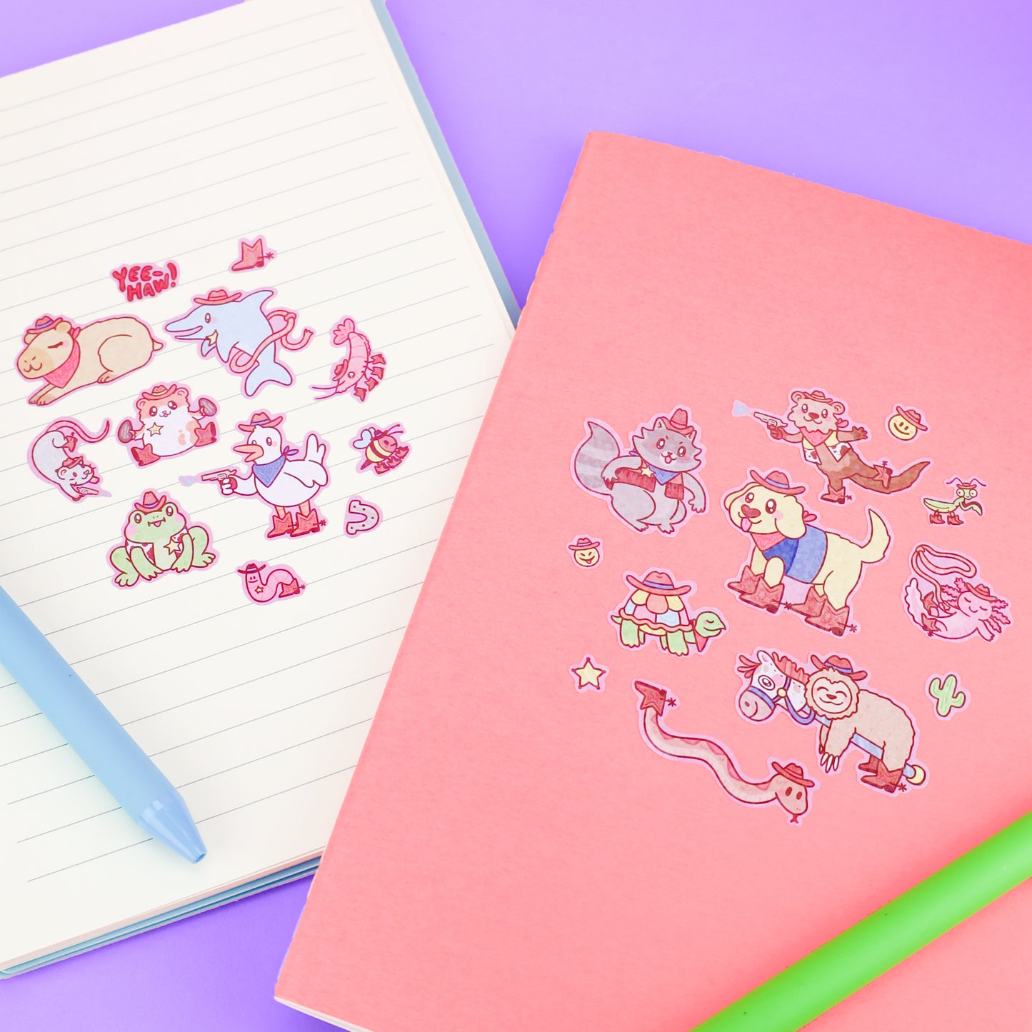 Cowboy Critters Sticker Sheet, Cowboy Glitter Stickers, Planner Stickers, Stickers, Planner and Journal Stickers, Waterproof Draft Restock requests: 0