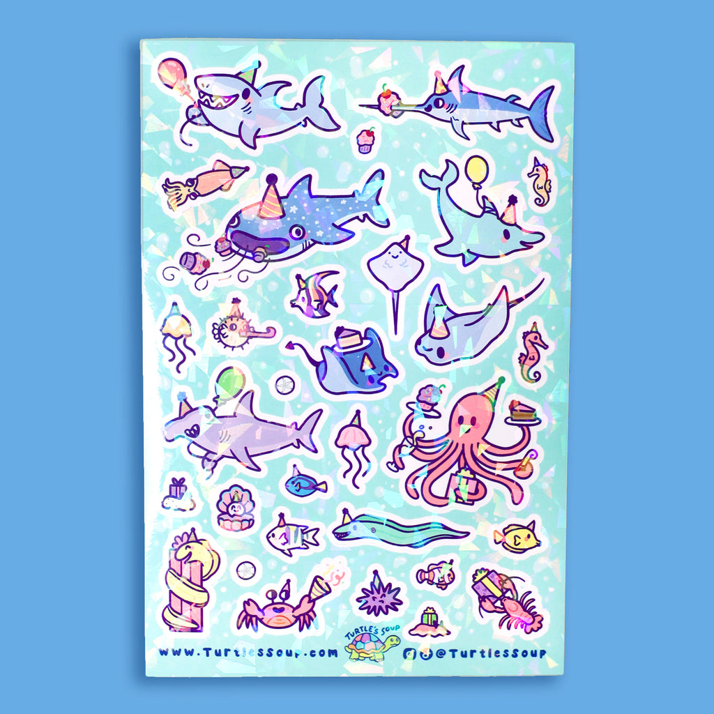 ocean birthday party sticker sheet