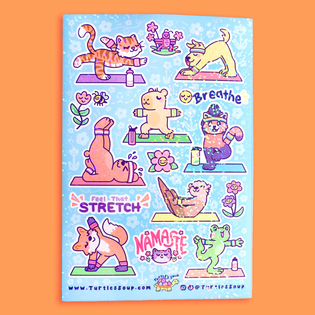 yoga animals sticker sheet