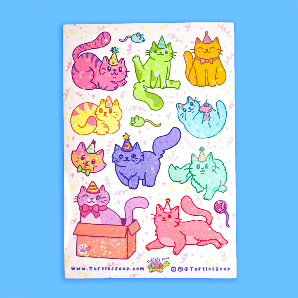 birthday cat sticker sheet