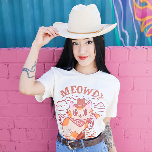 meowdy shirt flat screen print