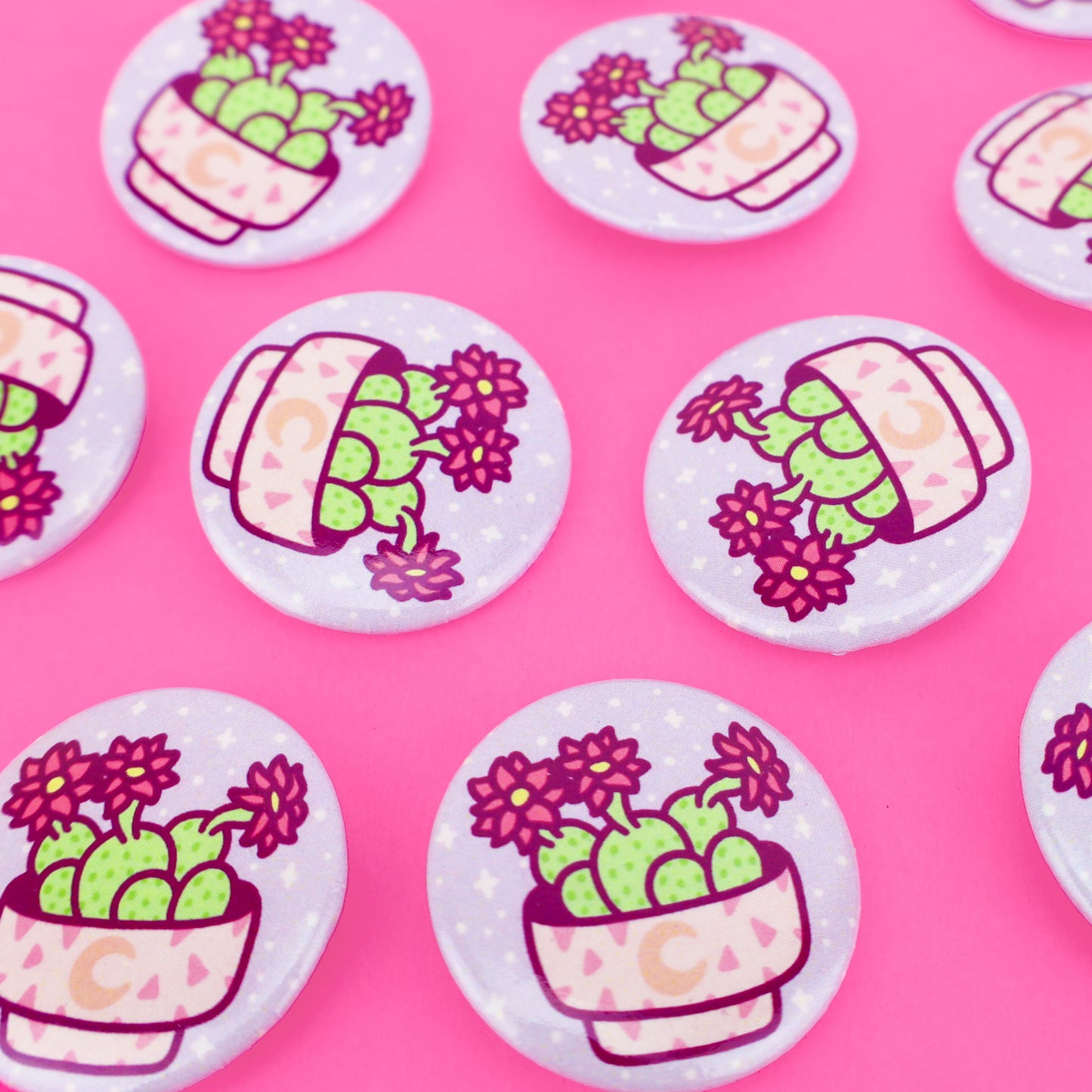 Moon Cactus Plant Pinback Button