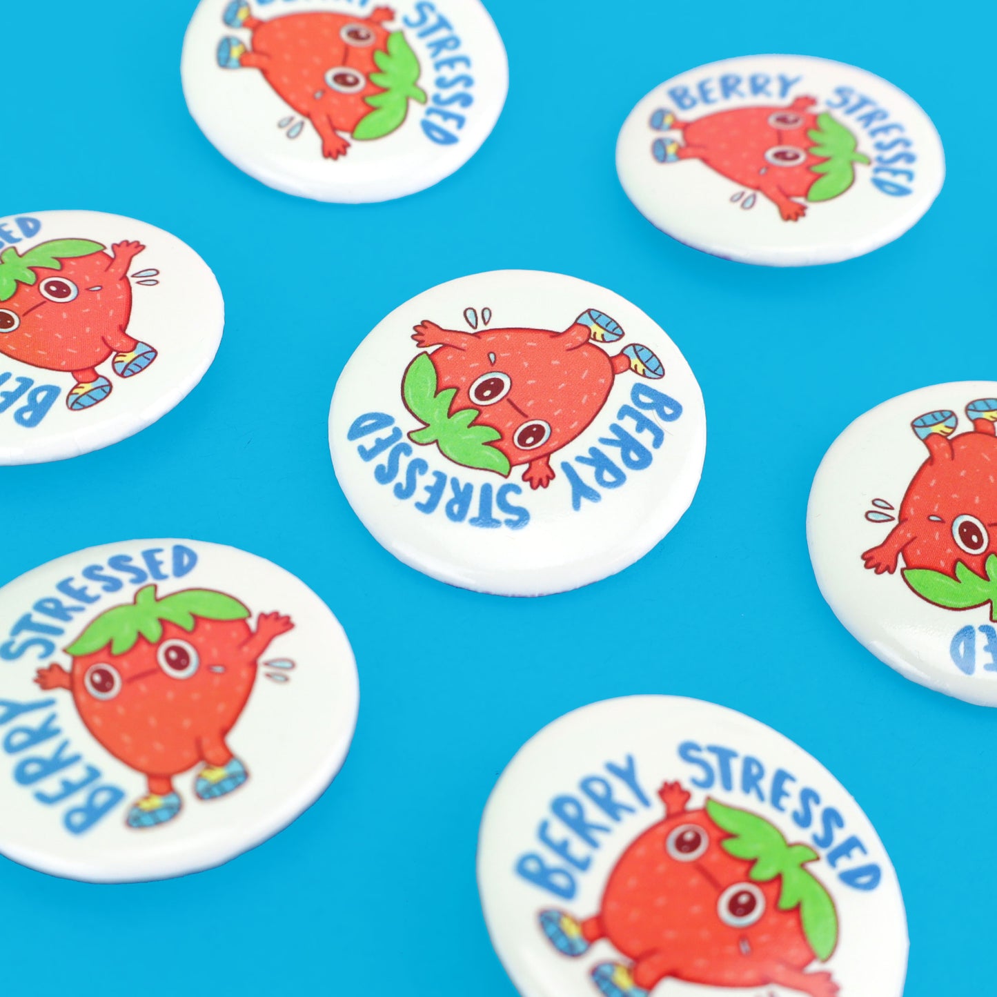 Berry Stressed Strawberry Pinback Button