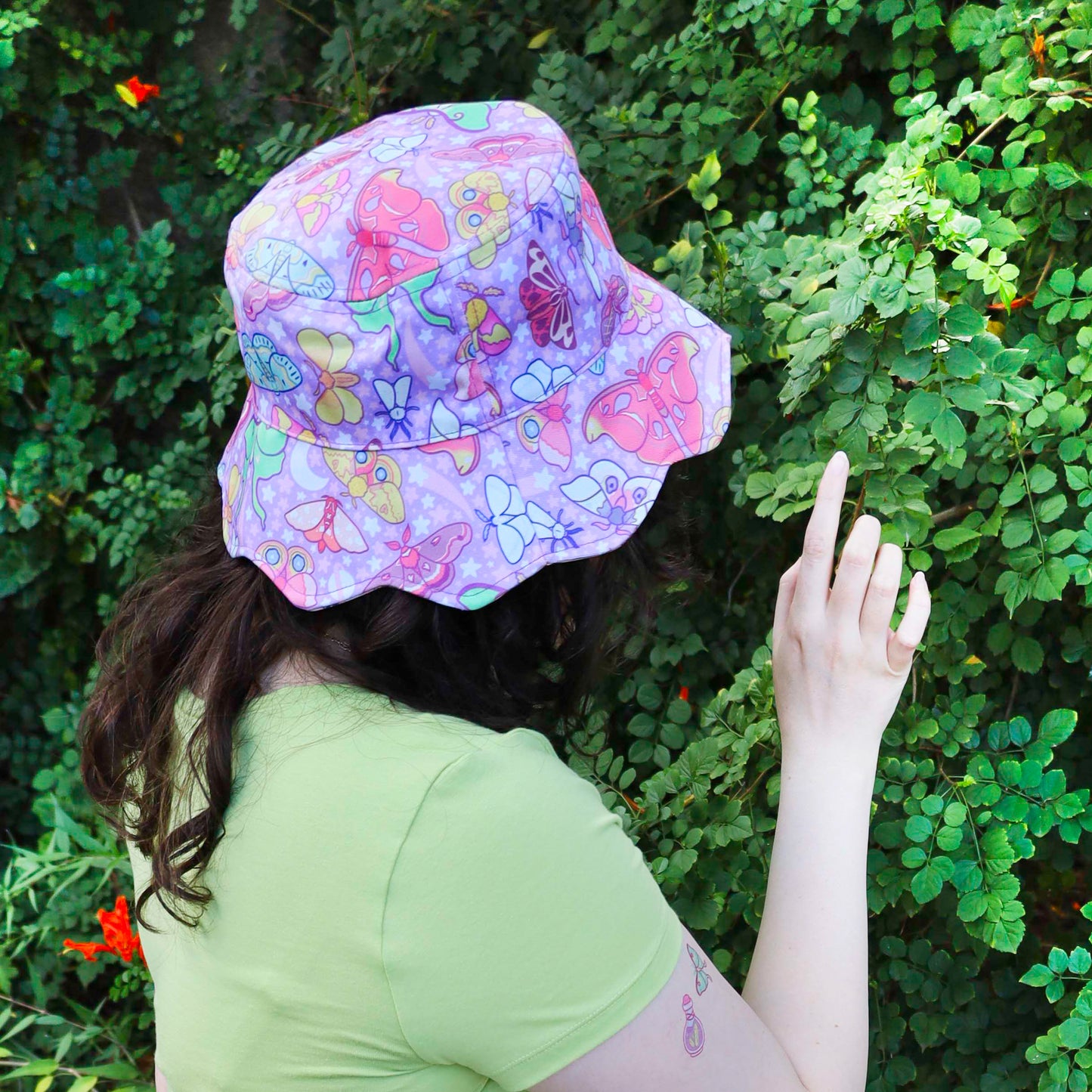 Whimsical Adult Reversible Butterfly and Moth Bucket Hat Spring Fashion