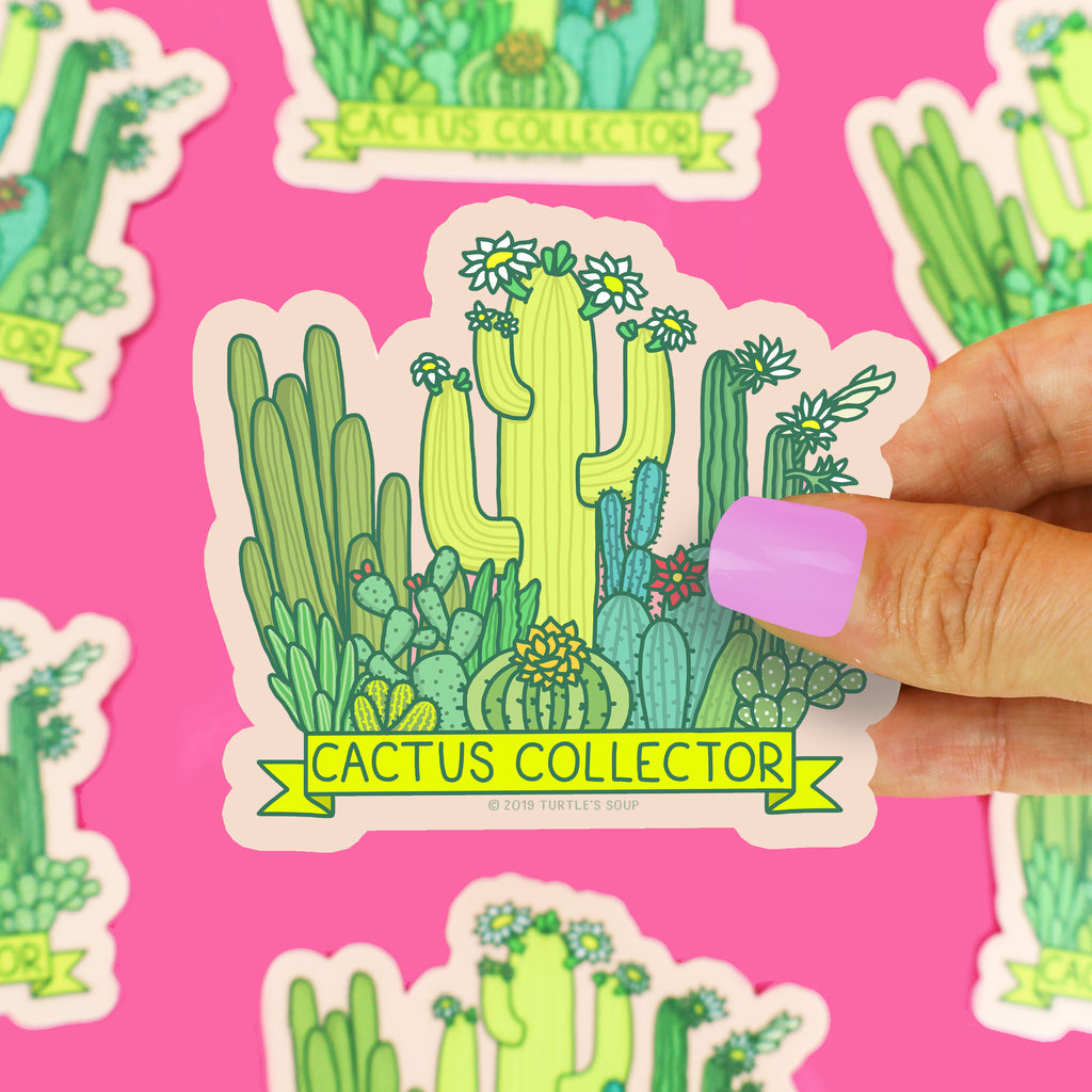 Cactus Collector Vinyl Sticker, Cacti Lover Gift, Cactus Garden Decal, Water Bottle Sticker, Southwest Plants, Saguaro Cactus, High Quality