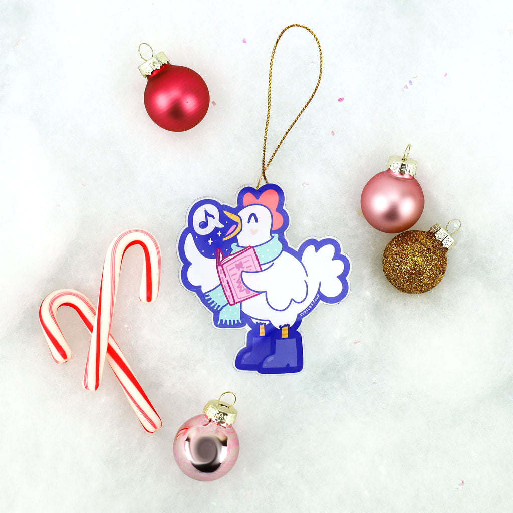       Caroling-Chicken-Acrylic-Holiday-Ornament-Cute-Christmas-Gift-Tree-Ornament-by-Turtles-Soup.