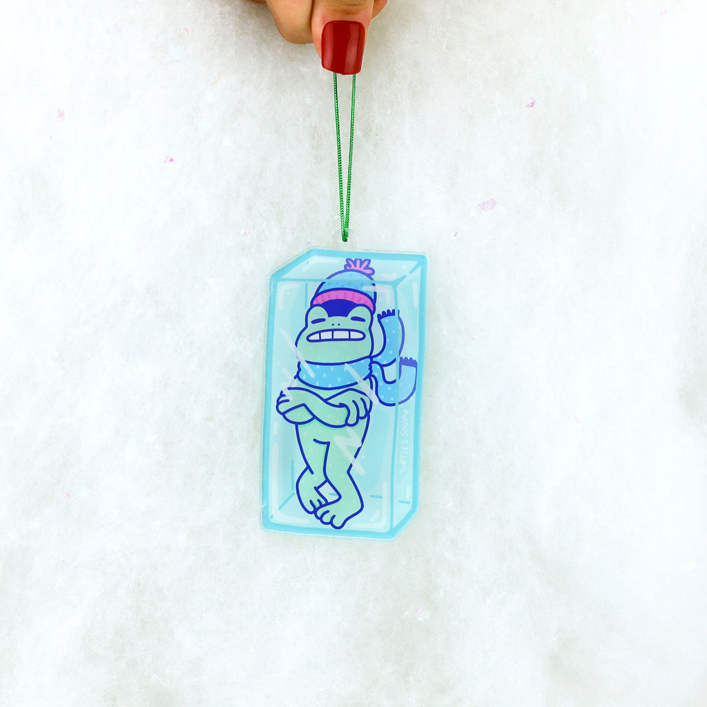 Cold-Frog-Cute-Christmas-Tree-Ornament-Holiday-Decor-By-Turtles-Soup-Freeze-Ice-Cube