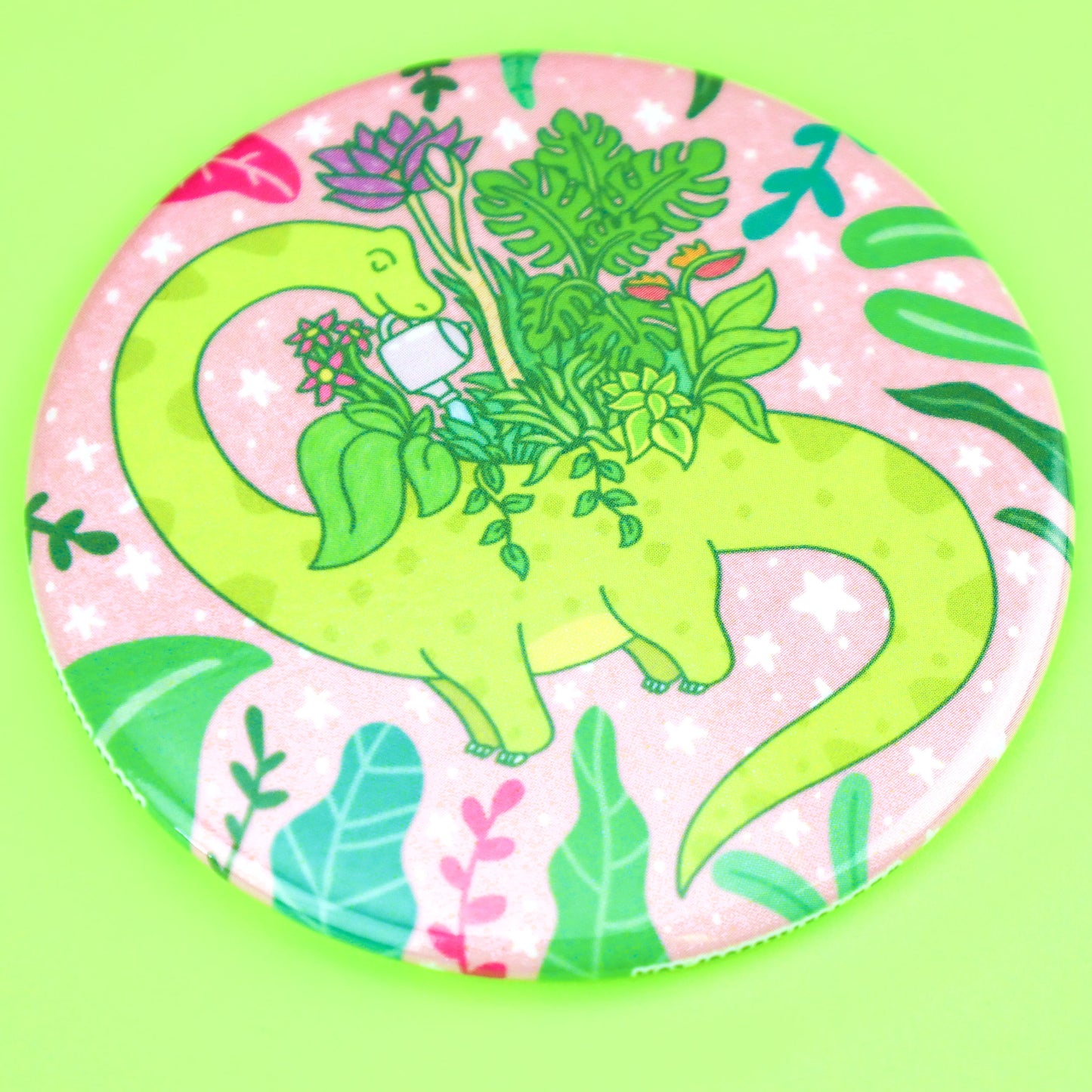 Dinosaur-Brontosaurus-Tropical-Plants-Planter-Fridge-Magnet-Turtles-Soup-Prehistoric-Art