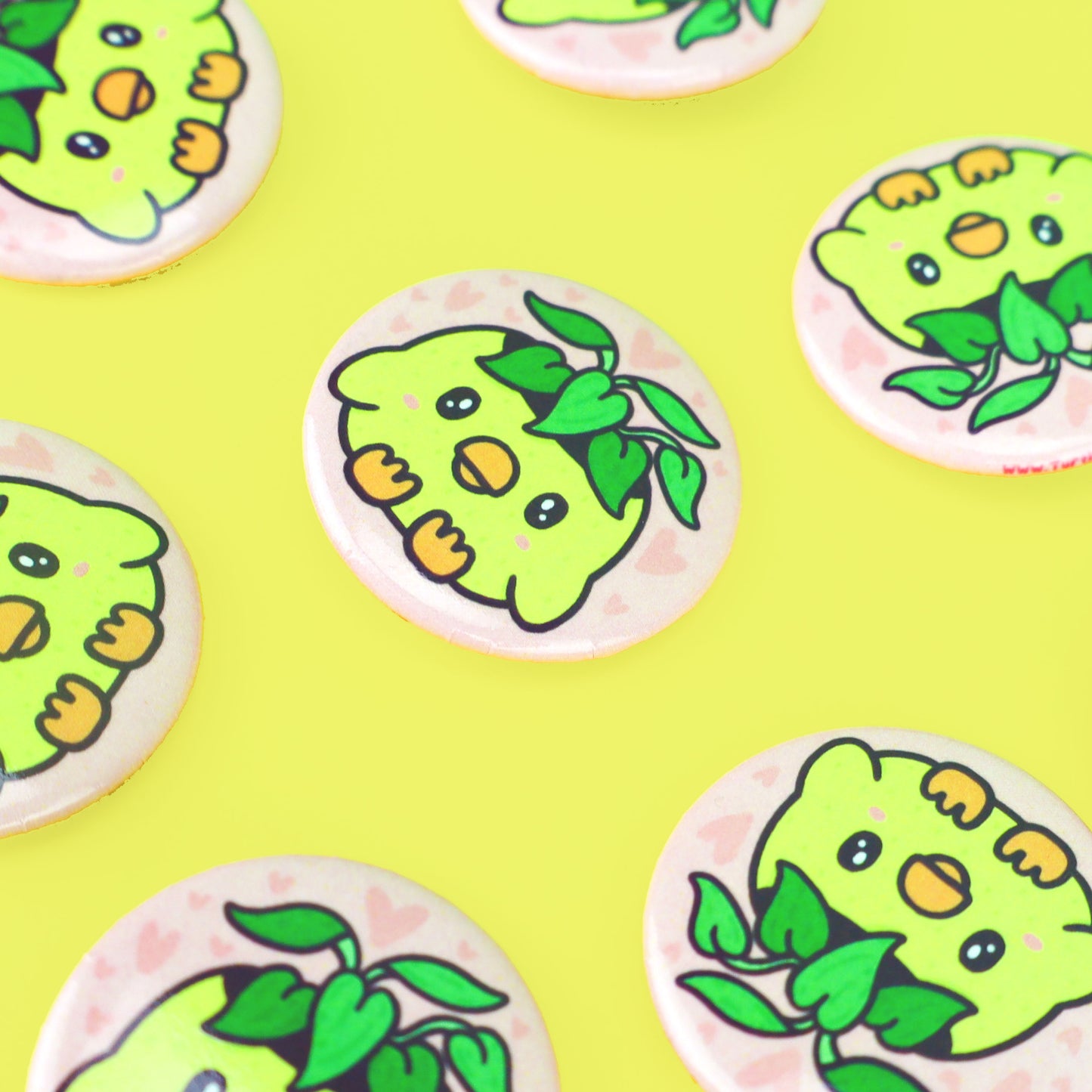 Cute Duck Planter Pinback Button