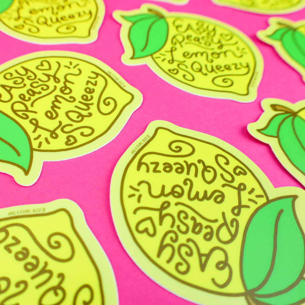 Easy Peasy Lemon Squeezy Sticker, Vinyl Stickers, Cute Stickers, Waterproof Sticker, High Quality Vinyl Decal, Lemon Sticker, Citrus Fruit