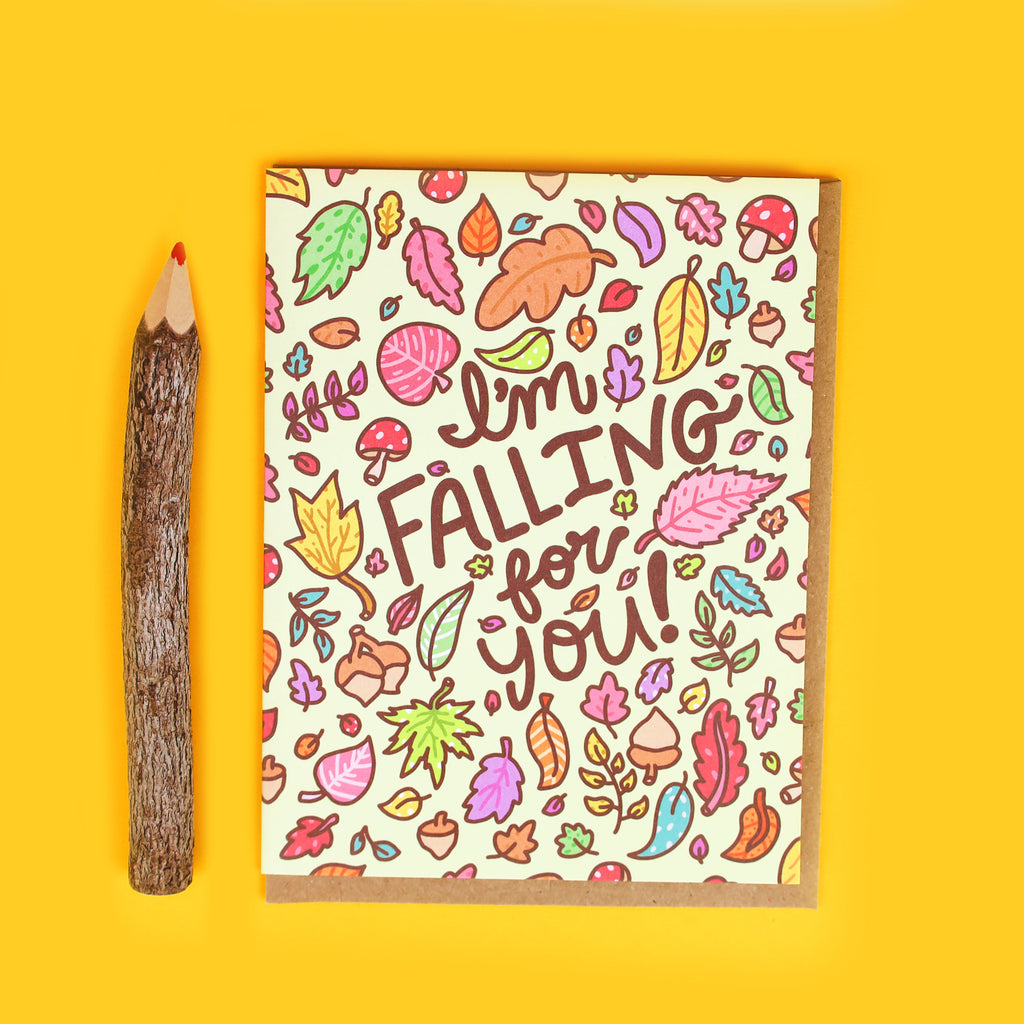 I'm Falling For You Love, Autumn, October, Leaves, Colorful Nature Card, Love Puns, Punny Anniversary, Cute Love, Him Her Couple, Gift