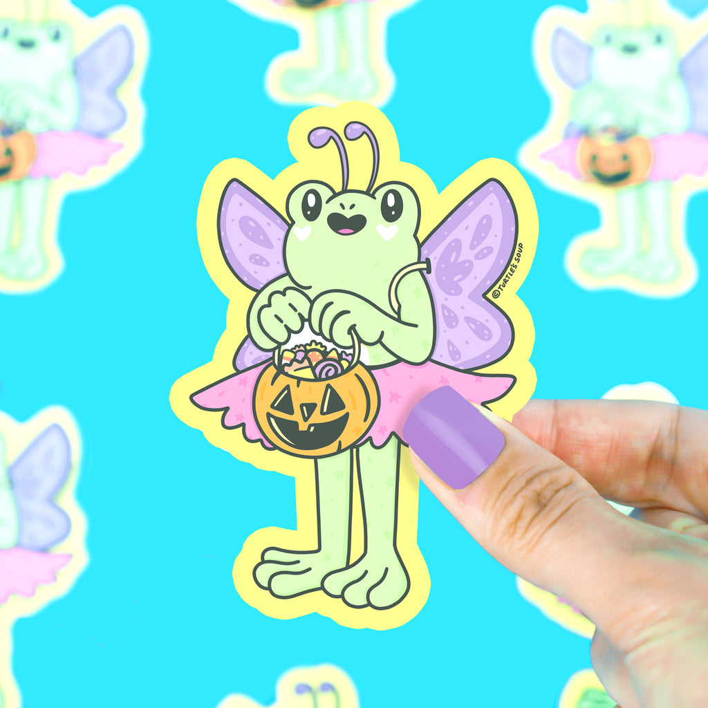 Frog-Butterfly-Costume-Halloween-Buddies-Vinyl-Sticker-Cute-Sticker-Art-by-Turtles-Soup-Cute-Stickers-for-Halloween-Animal-Froggy-Kids-Sticker