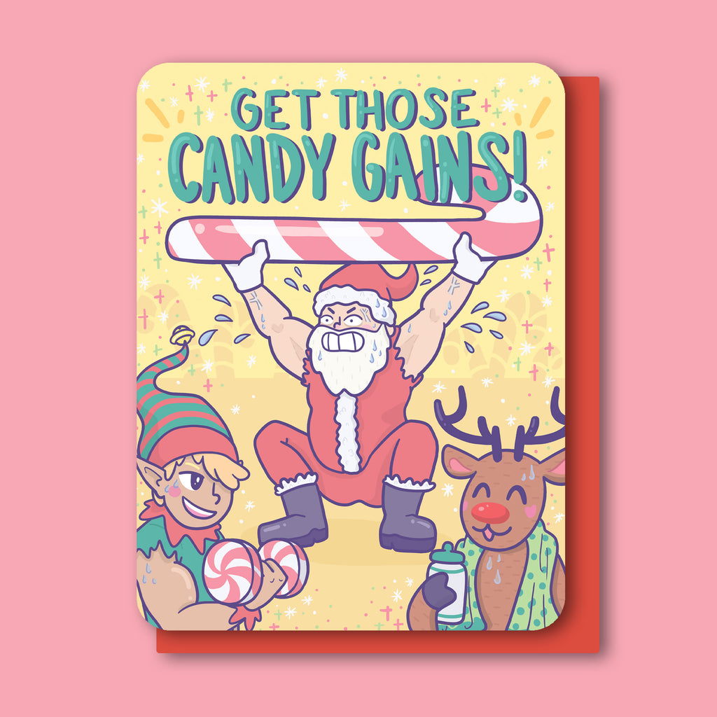 Get-Those-Candy-Gains-Holiday-Christmas-Card-Cute-Santa-Candy-Cane-Card-Funny-Humor