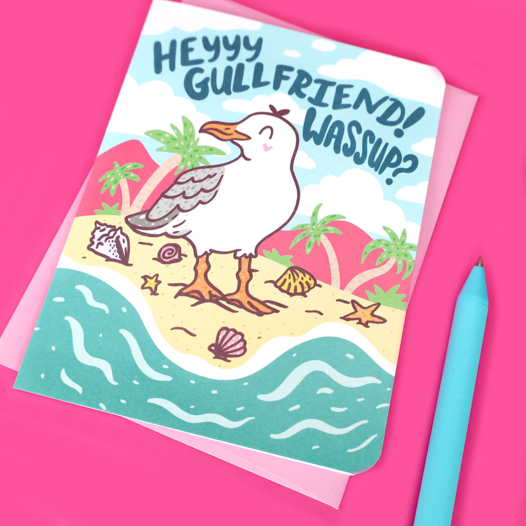 Girlfriend-Hey-Gullfriend-Seagull-Pun-Best-Friend-Thinking-of-You-Friendship-Birthday-Card-Whats-Up-Turtles-Soup-Card