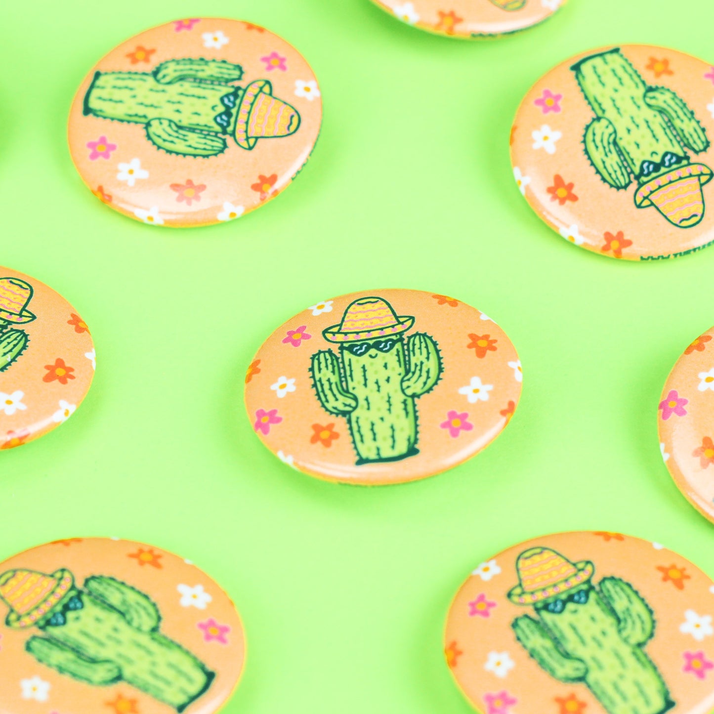 Happy Cactus Pinback Button
