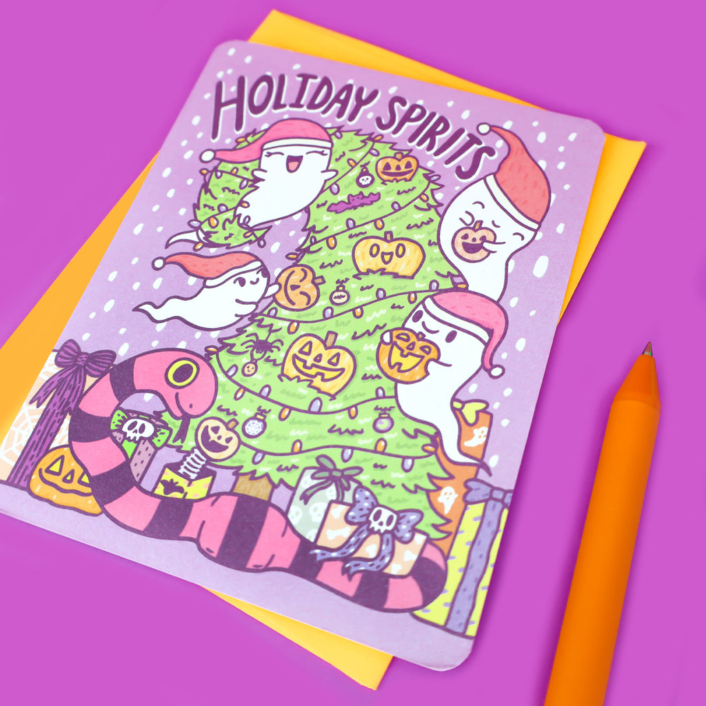 Holiday-Spirits-Cute-Halloween-Christmas-Card-Ghosts-Ghouls-Boo-Scary-Christmas-Card-by-Turtles-Soup-Cute