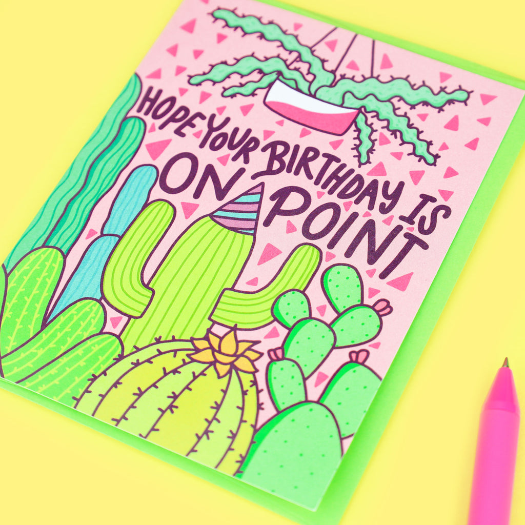Cactus Birthday Card, Funny Birthday Card, Cacti Bday Card, On Point, Birthday Succulent Card, Greeting Card, Southwest Turtle's Soup
