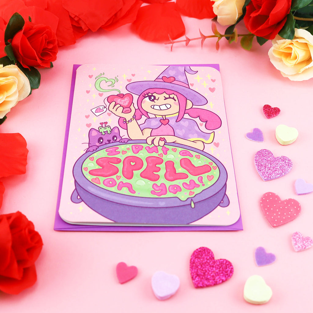 I-Put-a-Spell-On-You-witchy-love-card-cute-valentines-day-card-anniversary-witchcraft-card-funny-cauldron-card-witches-brew-card-by-turtles-soup-Cute