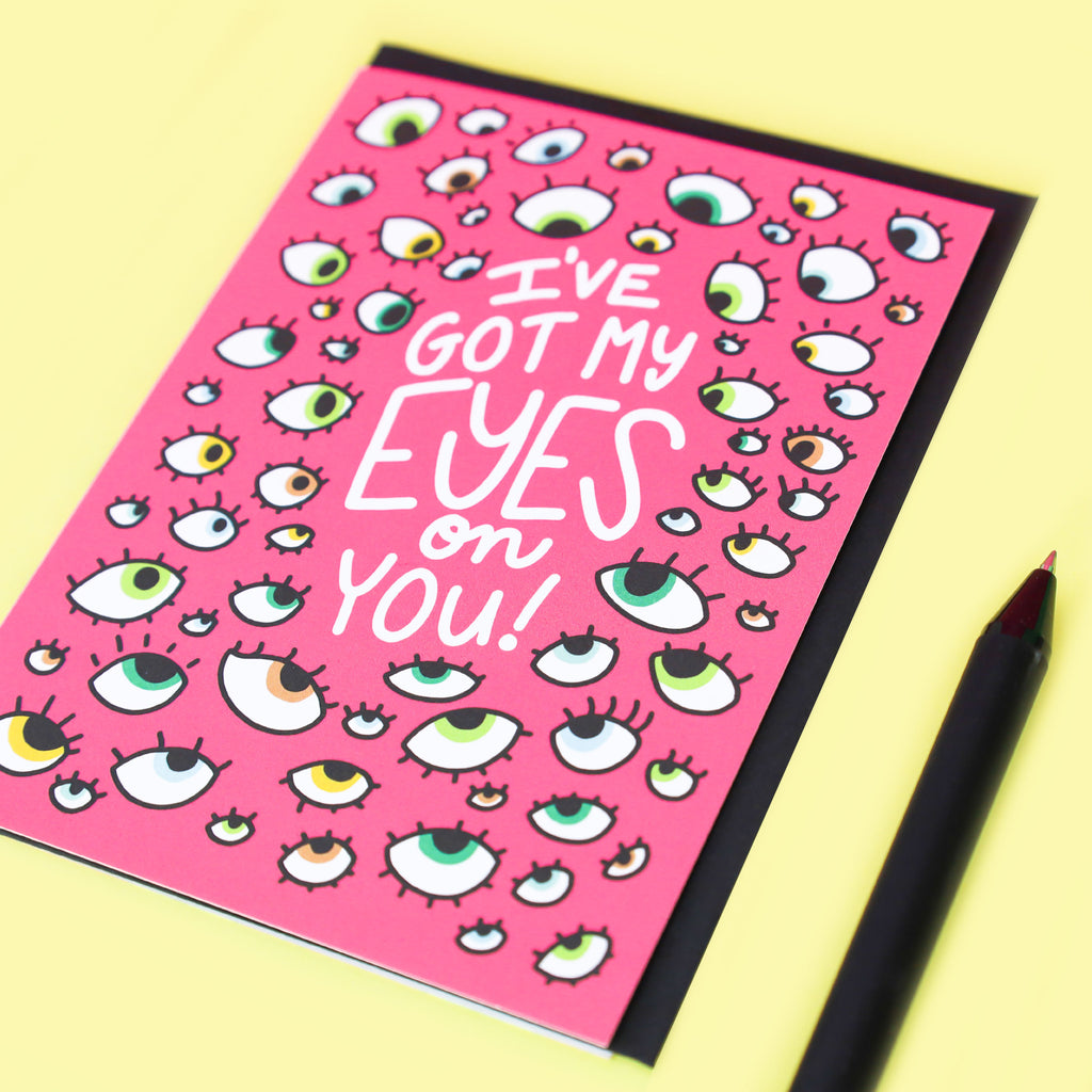 Funny Love You Card, Thinking of You Card, I've Got My Eyes On You, Relationship Card, Love Card, Eyeballs, Funny Card, Anniversary Card