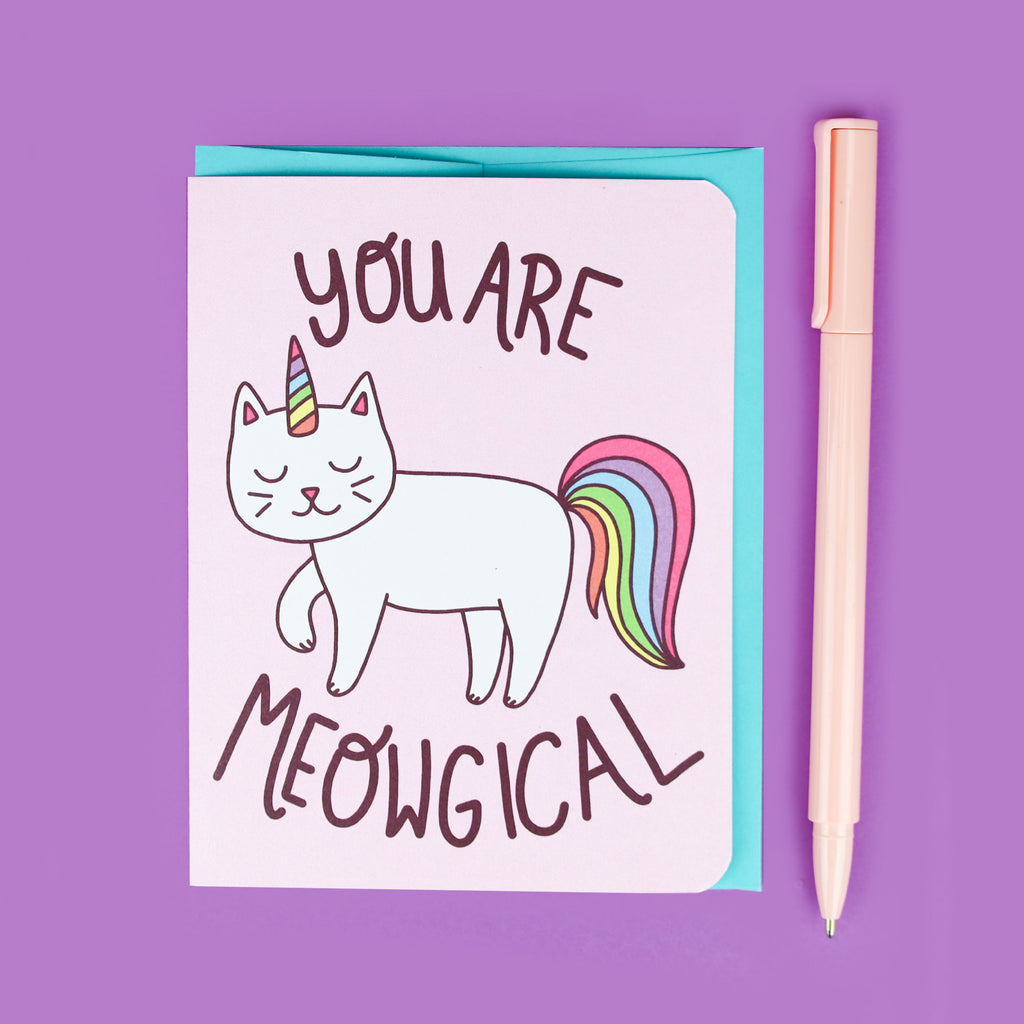 Child's Birthday Card, Cute Cat Card, You Are Meowgical Cat Card, Magical Cat, Cute Card For Friend, Friendship Valentine, Cat Lady Card