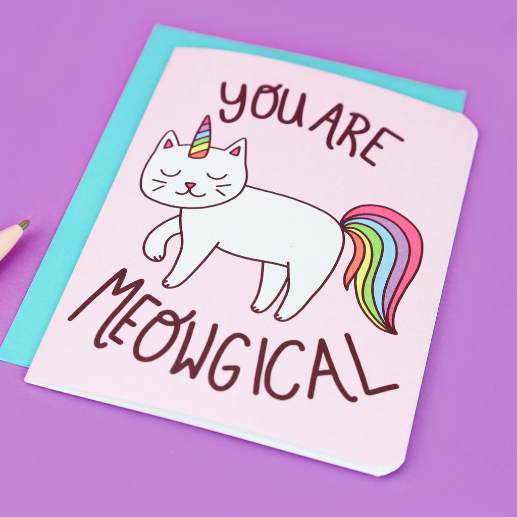 Child's Birthday Card, Cute Cat Card, You Are Meowgical Cat Card, Magical Cat, Cute Card For Friend, Friendship Valentine, Cat Lady Card