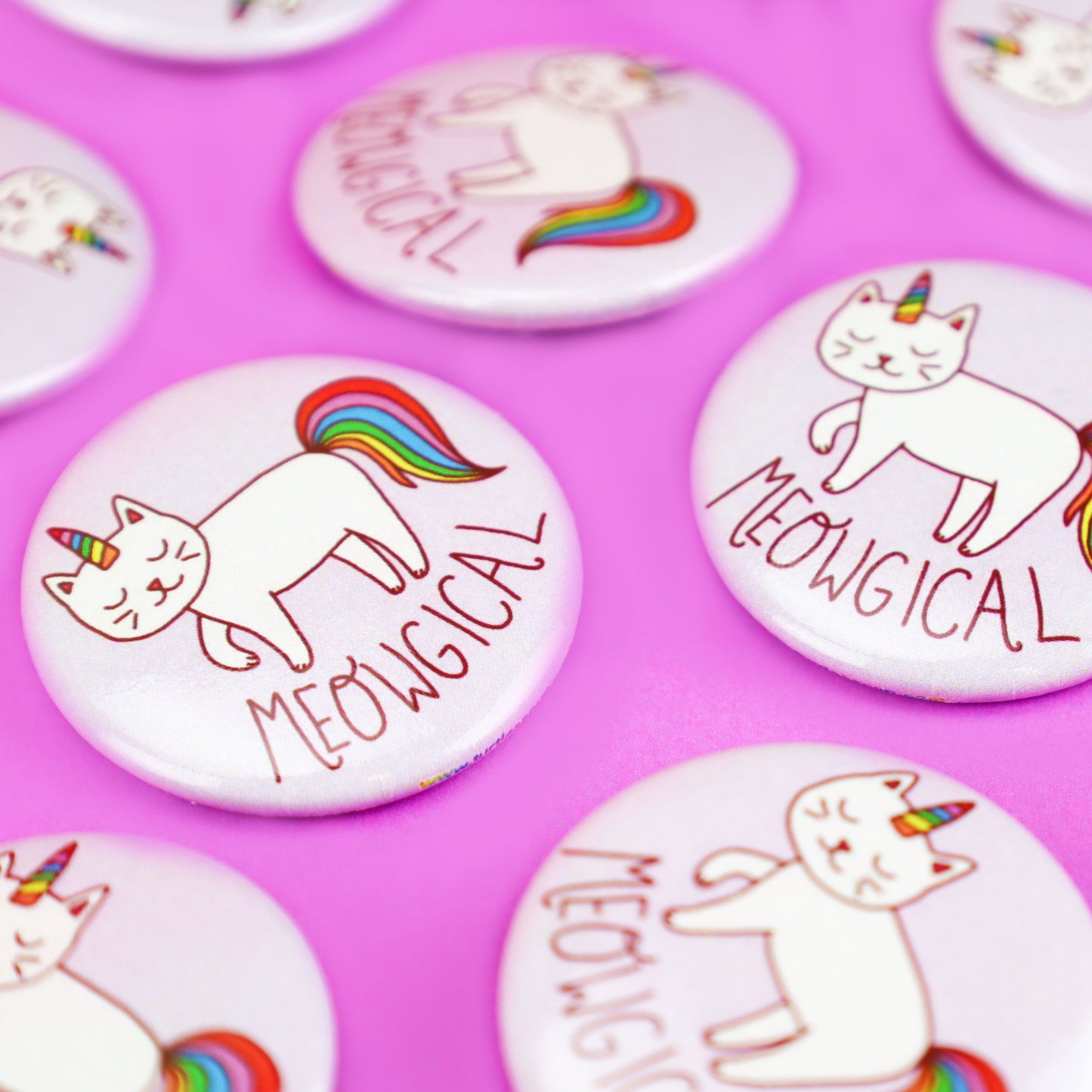 Magical Cat, Meowgical, Pinback Button, Unicorn Cat, Rainbow Theme, Cute Gift for Kids or Children, Nursery Gift, Baby Shower, Cat Lady Gift
