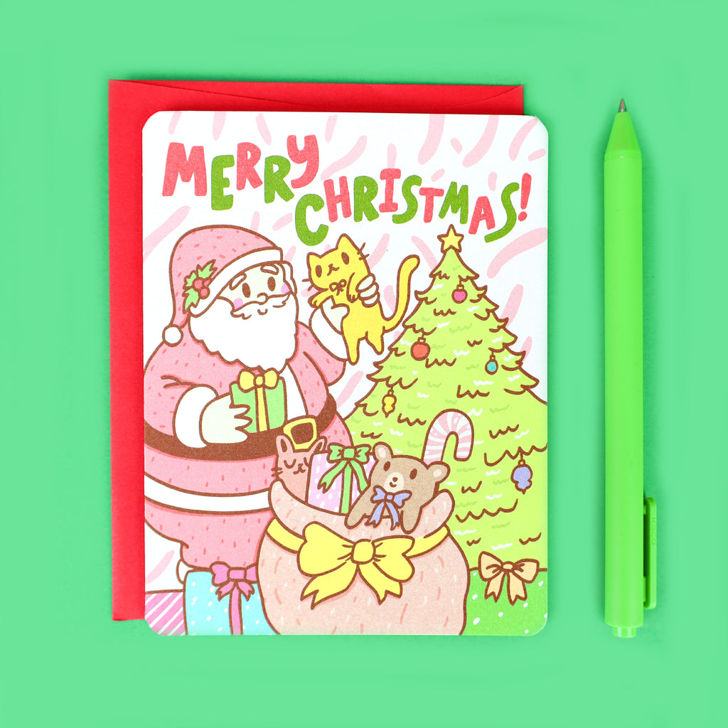 Merry-Christmas-Jolly-Santa-Presents-Holiday-Card-By-Turtles-Soup-Happy-Holidays-Santa-Claus-Saint-Nicholas-Kris-Kringle-Santa-Card-Cute-Gift.