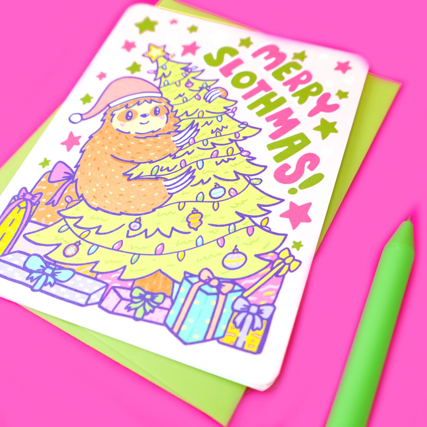 Merry-Slothmas-Sloth-Christmas-Holiday-Card-Adorable-Pastel-Xmas-Card-for-Kids-Children-Everyone-Funny-Holiday-Card-by-Turtles-Soup-Sloth-Animal-Cute