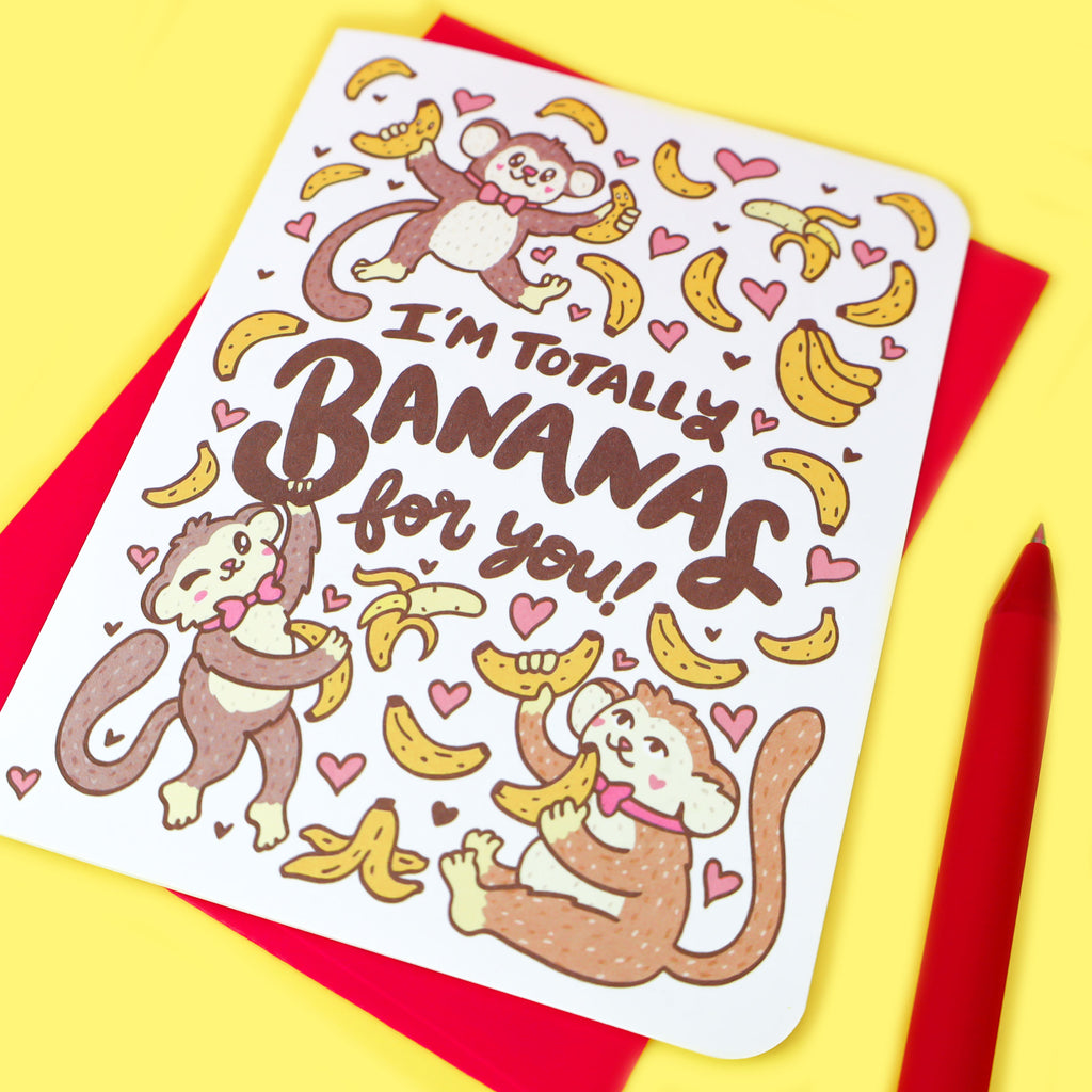 Monkey-Love-Card-Bananas-For-You-Funny-Anniversary-Valentines-Day-Animal-Valentine-Turtles-Soup-Cute-Monkey-Banana-Fruit-Card