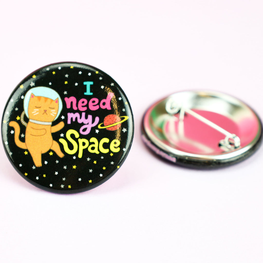 Social Distancing Pin, Space Cat Pin, Galaxy Cat, I Need My Space Pin, Funny Gift, Astronaut Cat, Cat in Space, Pin Back Button, Introvert