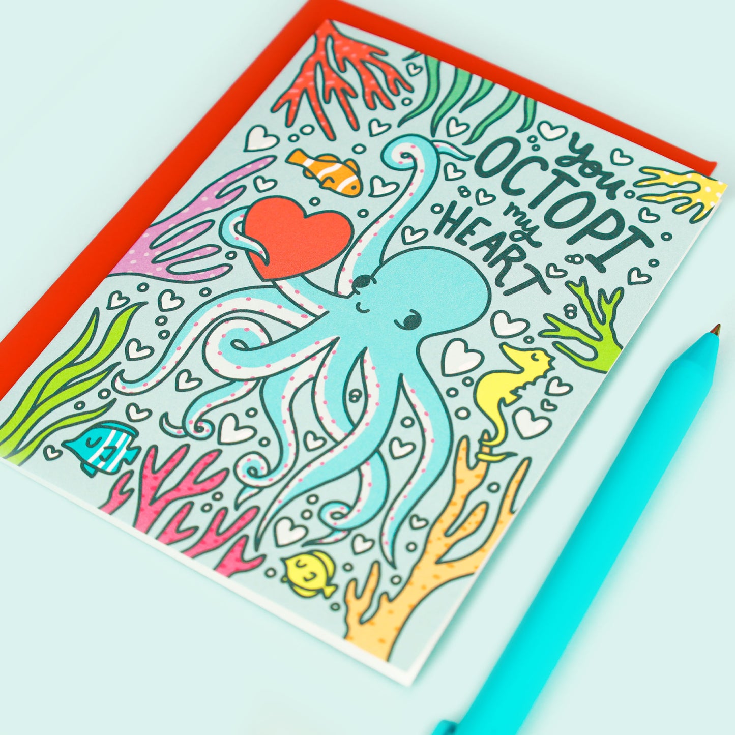 Octopus Love Card, Anniversary, Silly Pun, Love, Sea Creature, Cute Octopi, Boyfriend Card, Aquatic, Octopus Gift, Anniversary