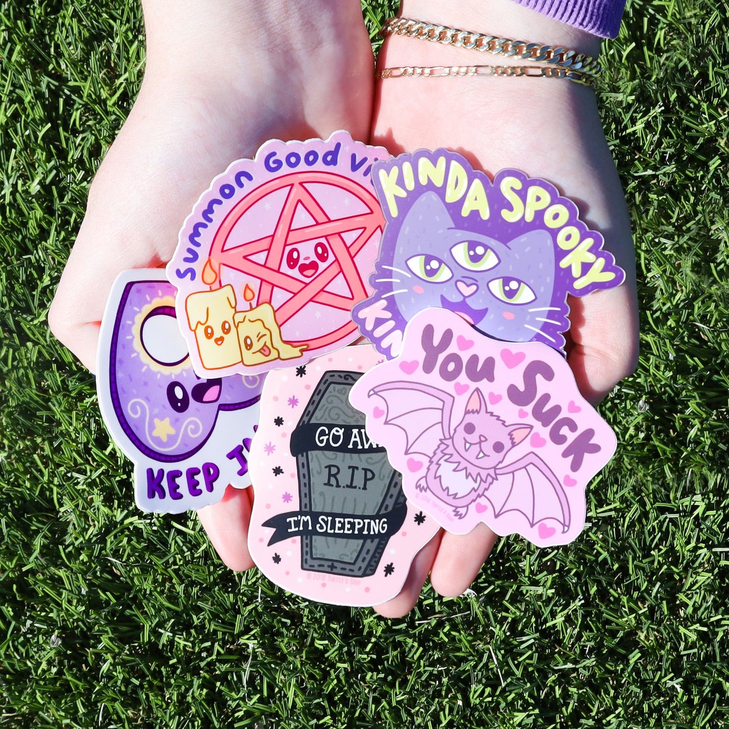 Pastel Goth Kawaii Pink Witchy Purple Spooky Pack of 7 Vinyl Stickers