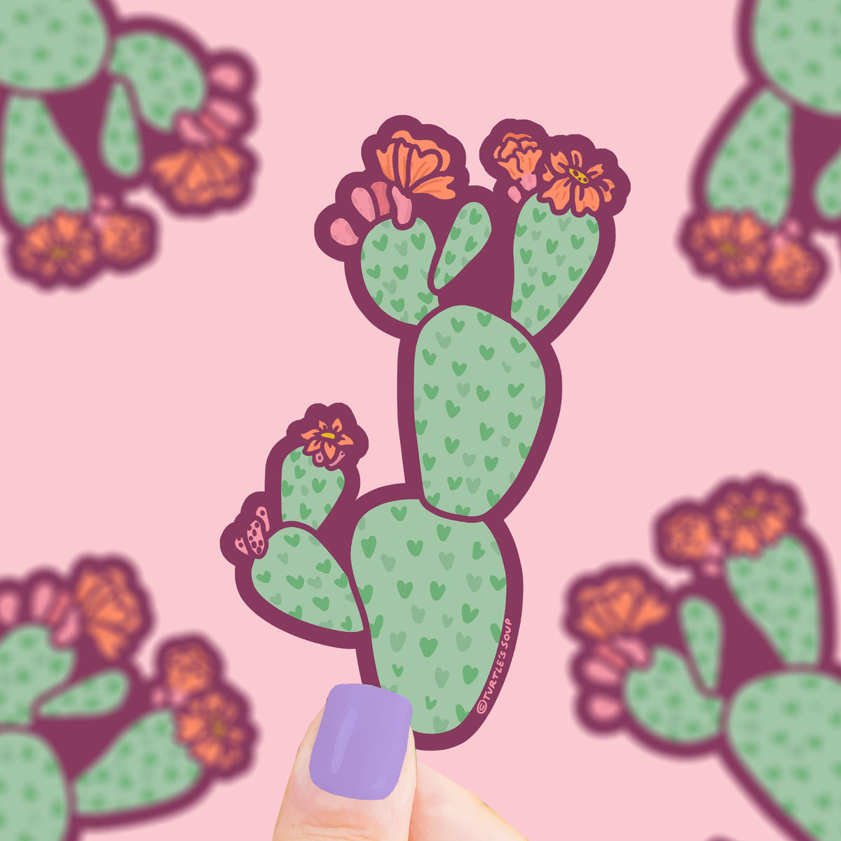Prickly Pear Cactus Cacti Wild West Vinyl Sticker - Turtle's