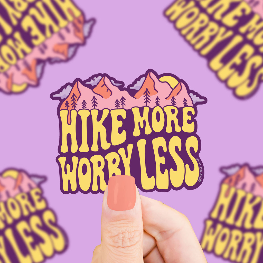 Hiking Vinyl Sticker with mountains