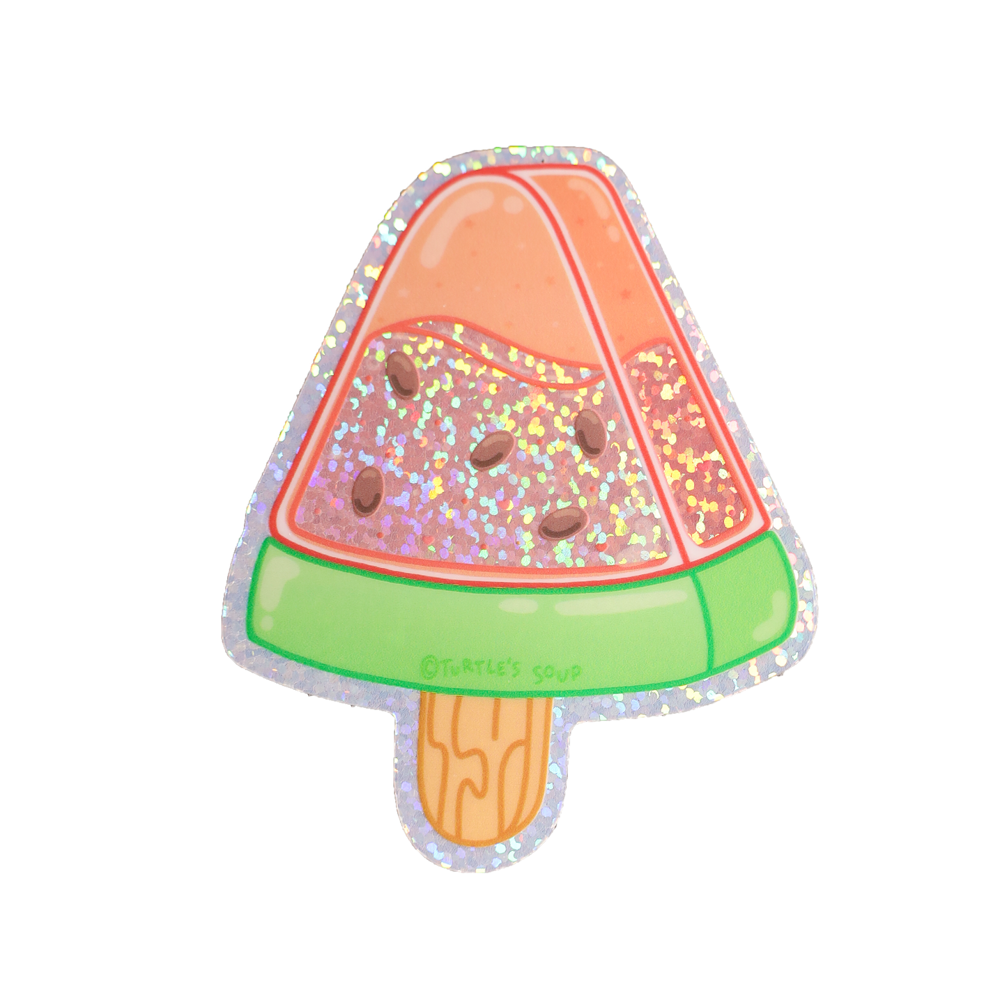 Watermelon Ice Pop Dreamy Liquid Vinyl Sticker (Glitter)