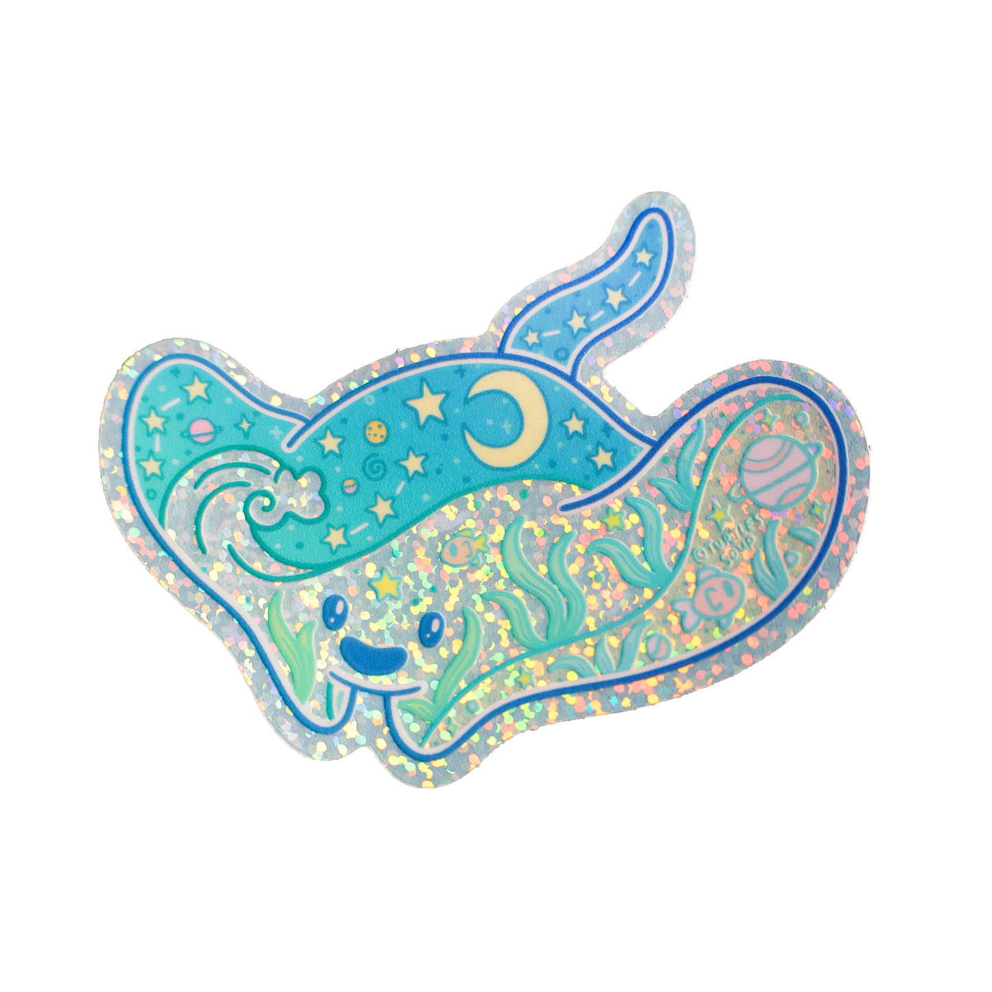 Stingray Ocean Dreamy Liquid Vinyl Sticker (Glitter)