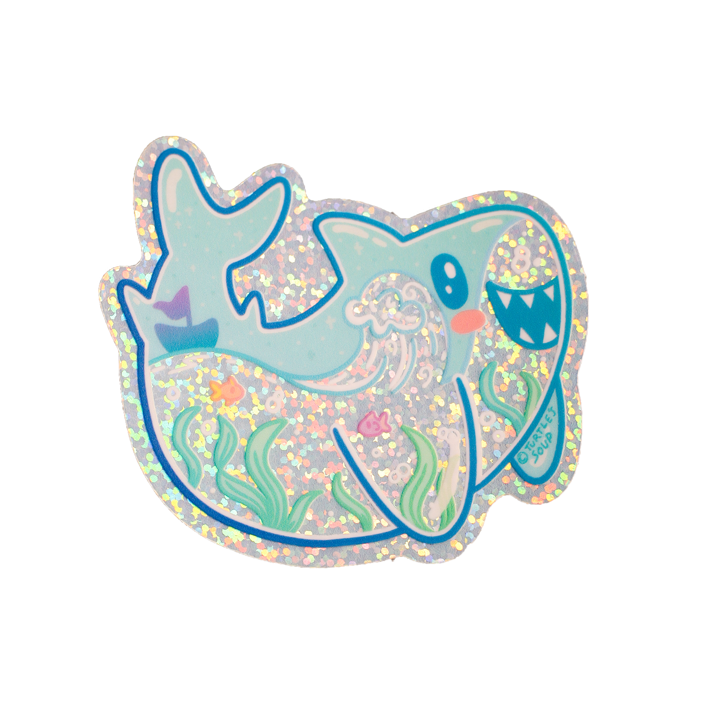 Shark Ocean Sea Dreamy Liquid Vinyl Sticker (Glitter)