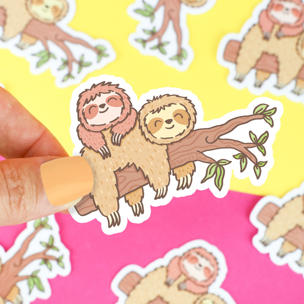 Best Friends Sloth Sticker, Cute Decal, Planner Sticker, Bullet Journal Sticker, Friendship Decal, Laptop, Adorable Water Bottle Sticker