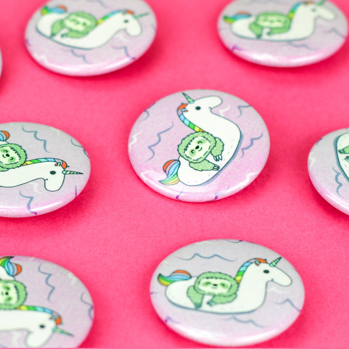 Sloth in a Unicorn Pool Float, Pinback Button, Inflatable, Pool Party, Cute Pin, Illustration, Best Friend Gift, Xmas Gift, Purple, Summer