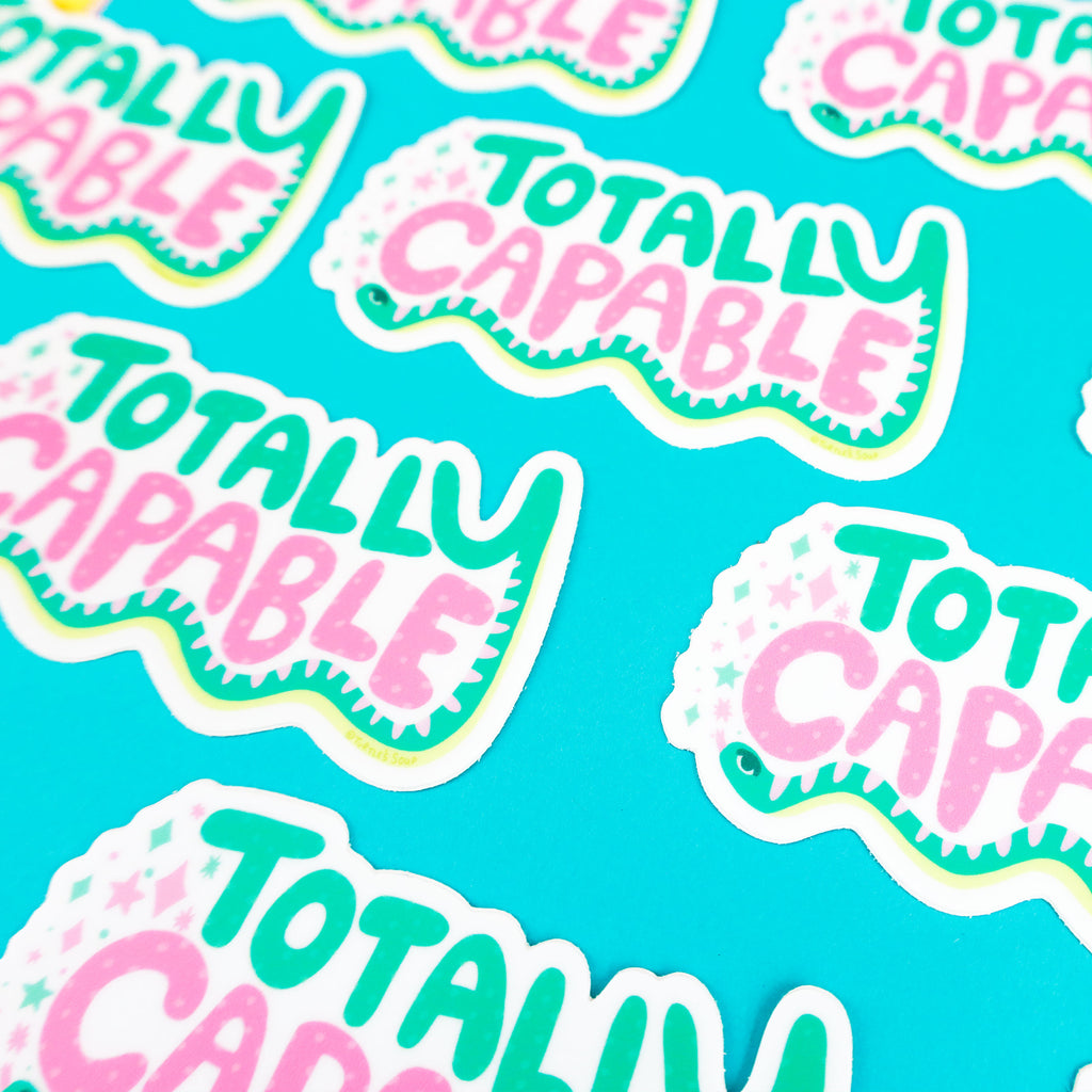 Totally Capable, Snake Sticker, Positivity, Inspirational, Phrases, Typography, Hand Lettering, Laptop Sticker, Fun Decals, Cute, Art