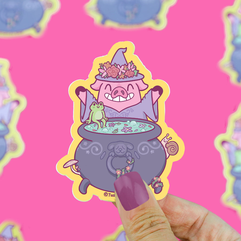 Wizard-Piggy-Cute-Enchanted-Witch-Pig-Buddy-By-Turtles-Soup-Fun-Sticker-Art-Decal-For-Waterbottle-Waterproof